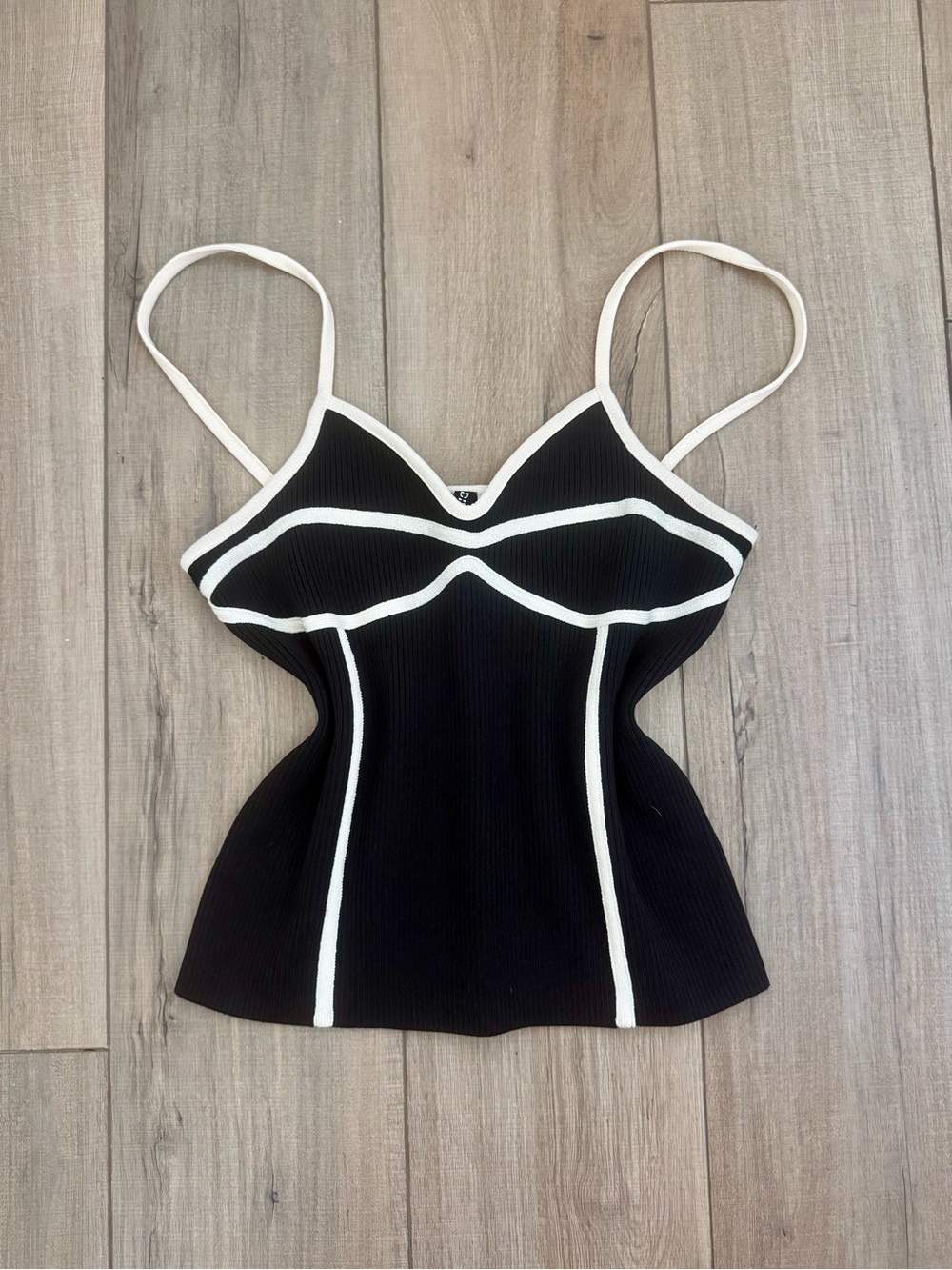 H&M Black Cami with White Contrast Piping